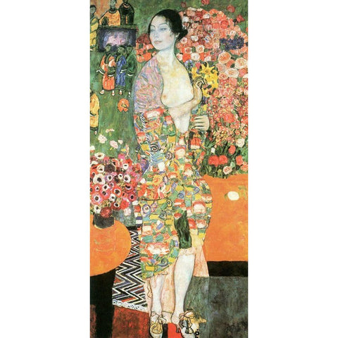 The Dancer Black Modern Wood Framed Art Print with Double Matting by Klimt, Gustav