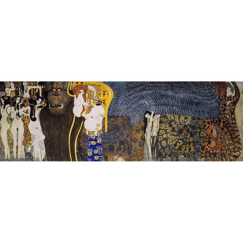 The Hostile Powers Black Modern Wood Framed Art Print with Double Matting by Klimt, Gustav