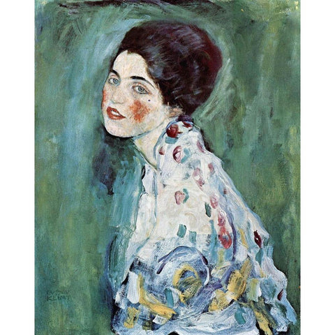 Portrait of a Lady Black Modern Wood Framed Art Print with Double Matting by Klimt, Gustav