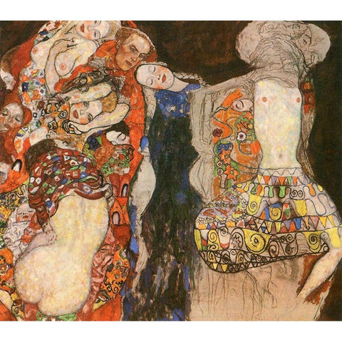 The Bride Black Modern Wood Framed Art Print with Double Matting by Klimt, Gustav