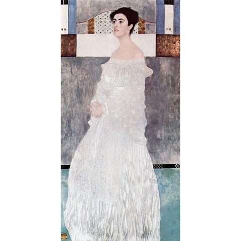 Portrait of Margaret Stonborough-Wittgenstein Black Modern Wood Framed Art Print with Double Matting by Klimt, Gustav