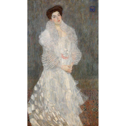 Portrait of Hermine Gallia Gold Ornate Wood Framed Art Print with Double Matting by Klimt, Gustav