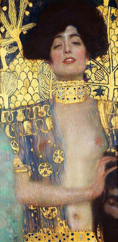 Judith and the Head of Holofernes White Modern Wood Framed Art Print with Double Matting by Klimt, Gustav