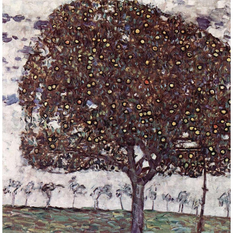 The Apple Tree Black Modern Wood Framed Art Print with Double Matting by Klimt, Gustav