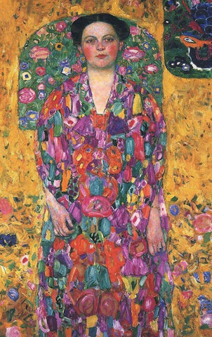 Portrait of Eugenia Primavesi White Modern Wood Framed Art Print with Double Matting by Klimt, Gustav