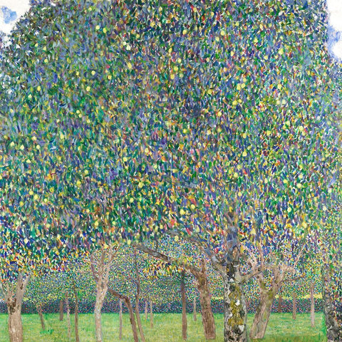 Pear Tree White Modern Wood Framed Art Print with Double Matting by Klimt, Gustav