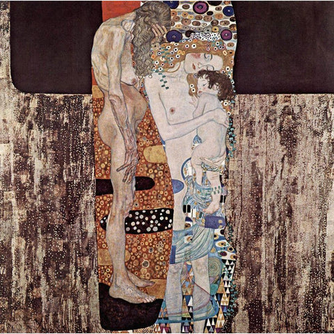 The Three Ages of the Woman White Modern Wood Framed Art Print by Klimt, Gustav