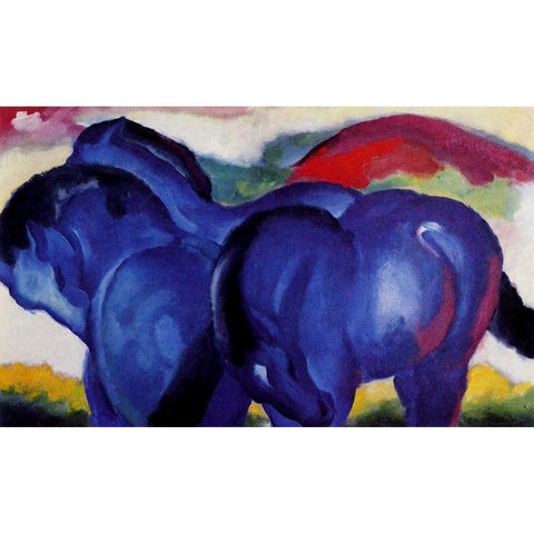 The Small Blue Horses Black Modern Wood Framed Art Print with Double Matting by Marc, Franz