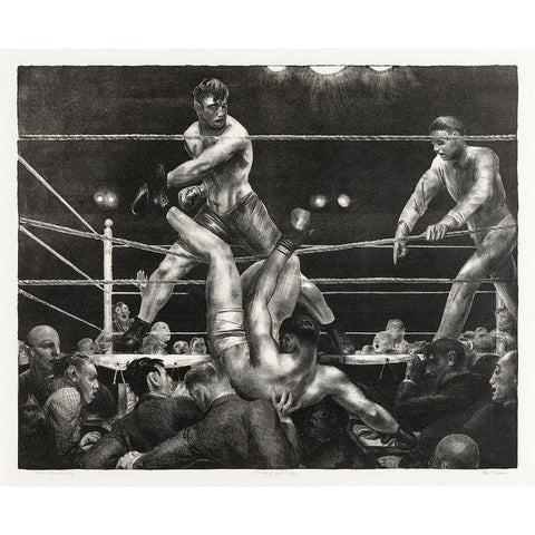 Dempsey and Firpo Black Modern Wood Framed Art Print with Double Matting by Bellows, George