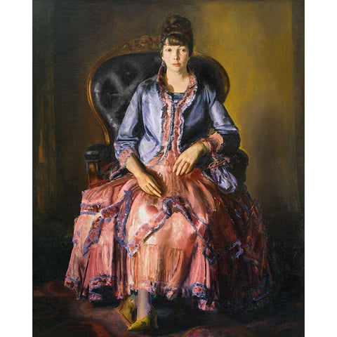 Emma in a Purple Dress White Modern Wood Framed Art Print by Bellows, George