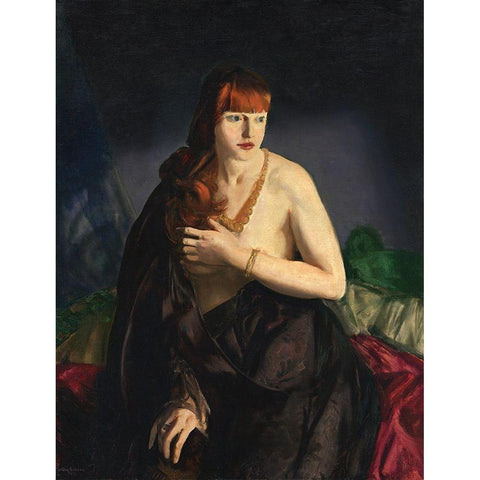 Nude with Red Hair Black Modern Wood Framed Art Print with Double Matting by Bellows, George