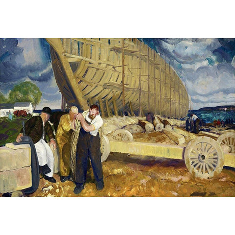 Builders of Ships White Modern Wood Framed Art Print by Bellows, George