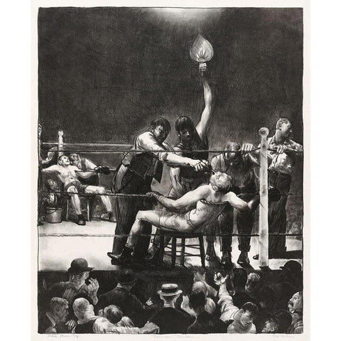 Between rounds-small-second stone White Modern Wood Framed Art Print by Bellows, George