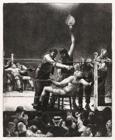 Between rounds-small-second stone White Modern Wood Framed Art Print with Double Matting by Bellows, George