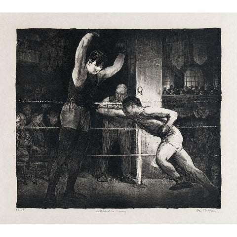 Training quarters-Willard in training Black Modern Wood Framed Art Print with Double Matting by Bellows, George