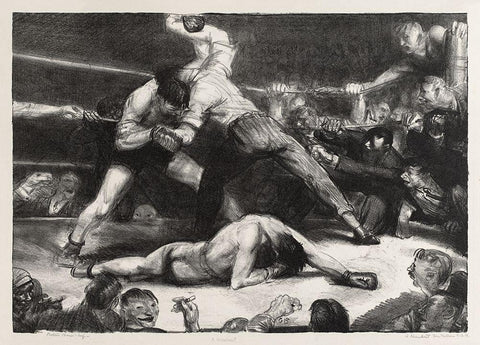 A knock-out-first state Black Ornate Wood Framed Art Print with Double Matting by Bellows, George