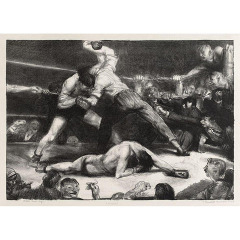 A knock-out-first state Black Modern Wood Framed Art Print with Double Matting by Bellows, George