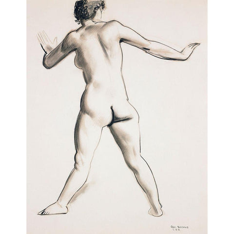 Nude Standing-Seen from Back White Modern Wood Framed Art Print by Bellows, George