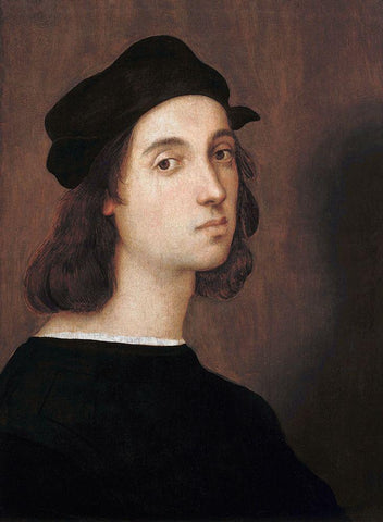 Self-portrait 1506 White Modern Wood Framed Art Print with Double Matting by Raphael