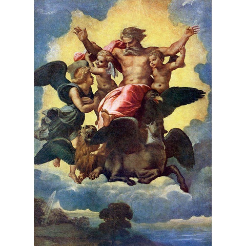 Ezekiels Vision Gold Ornate Wood Framed Art Print with Double Matting by Raphael