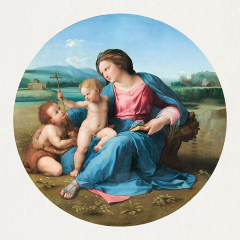 The Alba Madonna White Modern Wood Framed Art Print with Double Matting by Raphael