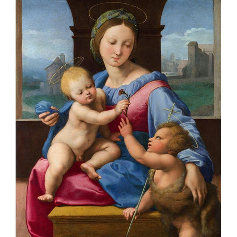 The Garvagh Madonna Gold Ornate Wood Framed Art Print with Double Matting by Raphael