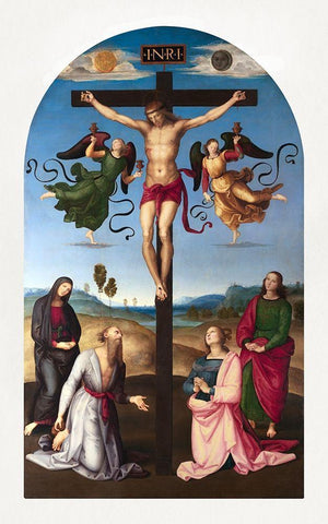 The Mond Crucifixion Black Ornate Wood Framed Art Print with Double Matting by Raphael