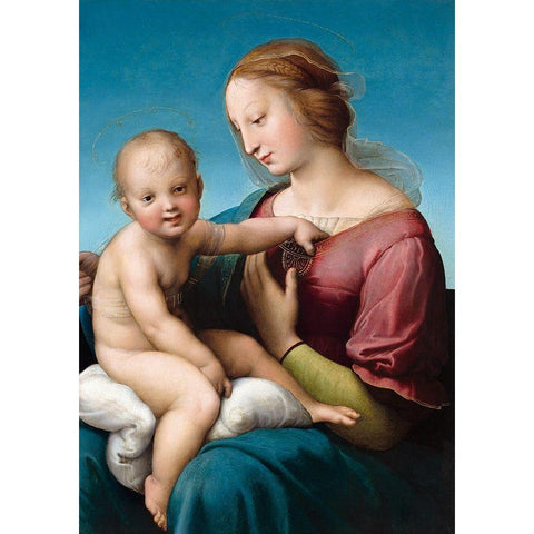 The Niccoliniâ€“Cowper Madonna Gold Ornate Wood Framed Art Print with Double Matting by Raphael