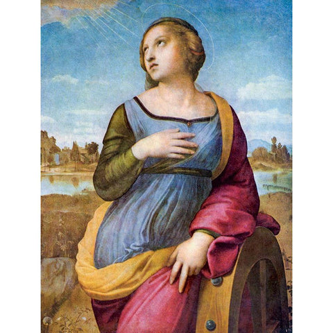 Saint Catherine of Alexandria White Modern Wood Framed Art Print by Raphael