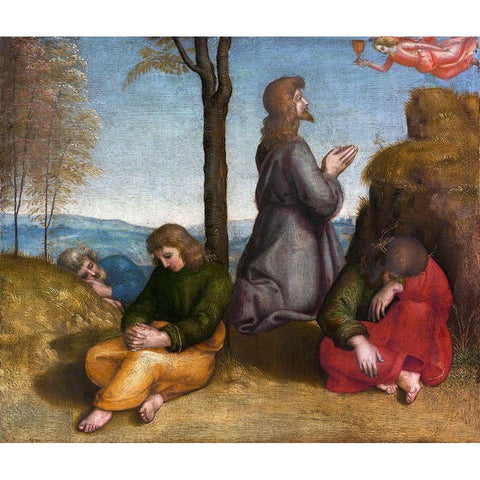 The Agony in the Garden White Modern Wood Framed Art Print by Raphael