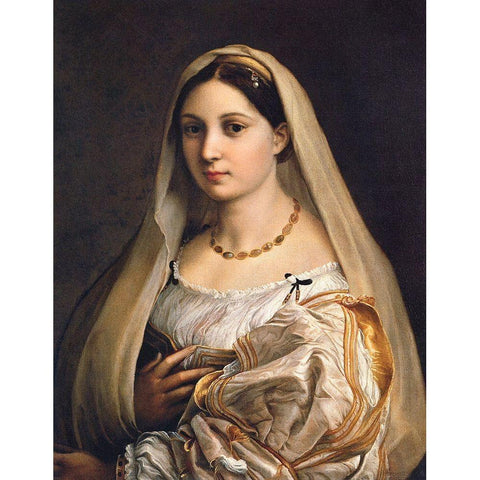 Woman with a veil White Modern Wood Framed Art Print by Raphael