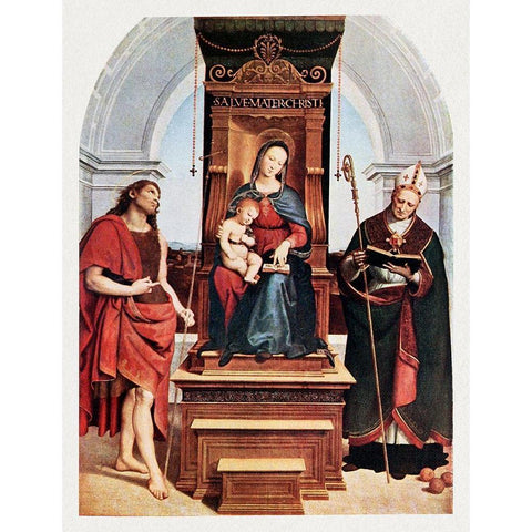 Ansidei Madonna Gold Ornate Wood Framed Art Print with Double Matting by Raphael