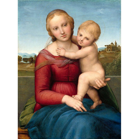 The Small Cowper Madonna White Modern Wood Framed Art Print by Raphael