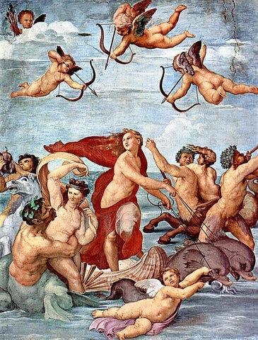 The Triumph of Galatea White Modern Wood Framed Art Print with Double Matting by Raphael