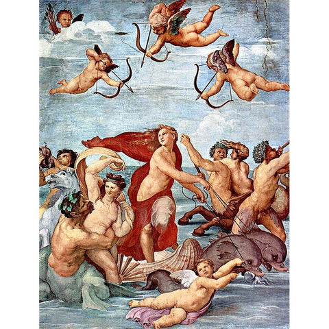 The Triumph of Galatea Black Modern Wood Framed Art Print with Double Matting by Raphael