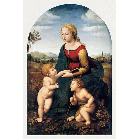 The Virgin and Child with Saint John the Baptist White Modern Wood Framed Art Print by Raphael