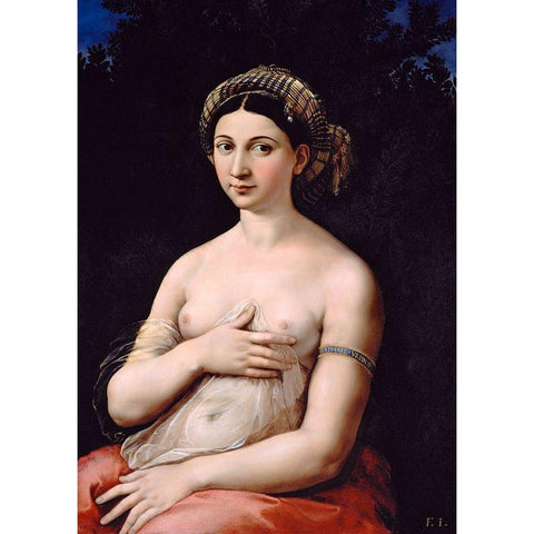 La Fornarina Black Modern Wood Framed Art Print with Double Matting by Raphael