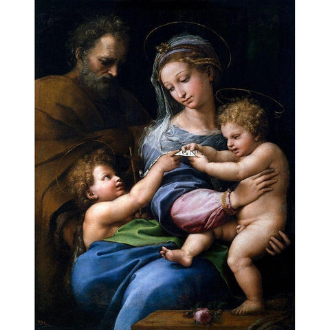 Madonna of the Rose Gold Ornate Wood Framed Art Print with Double Matting by Raphael