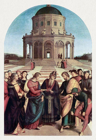 The Marriage of the Virgin White Modern Wood Framed Art Print with Double Matting by Raphael