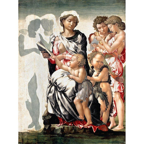 Manchester Madonna Gold Ornate Wood Framed Art Print with Double Matting by Michelangelo