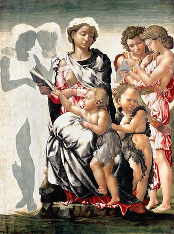 Manchester Madonna White Modern Wood Framed Art Print with Double Matting by Michelangelo