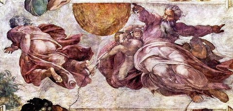 Fresco in the Sistine Chapel Black Ornate Wood Framed Art Print with Double Matting by Michelangelo