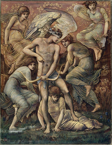 Cupidâ€™s Hunting Fields White Modern Wood Framed Art Print with Double Matting by Burneâ€“Jones, Edward