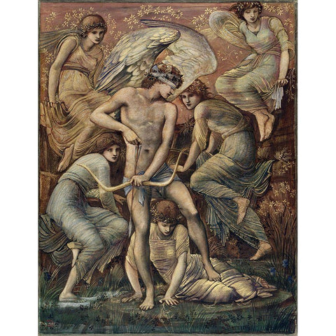 Cupidâ€™s Hunting Fields Gold Ornate Wood Framed Art Print with Double Matting by Burneâ€“Jones, Edward