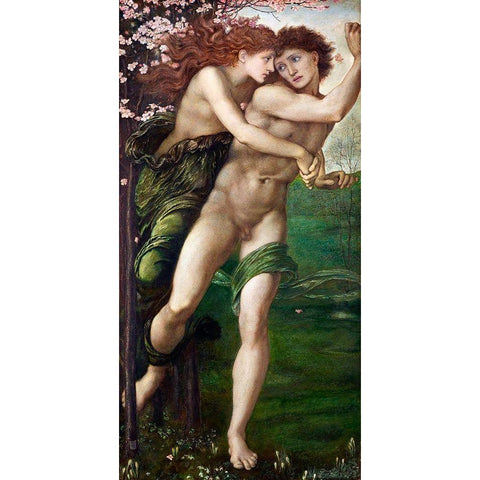 Phyllis and Demophoon White Modern Wood Framed Art Print by Burneâ€“Jones, Edward