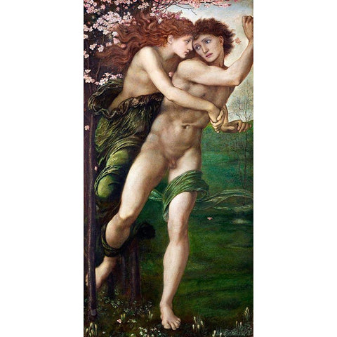 Phyllis and Demophoon Gold Ornate Wood Framed Art Print with Double Matting by Burneâ€“Jones, Edward