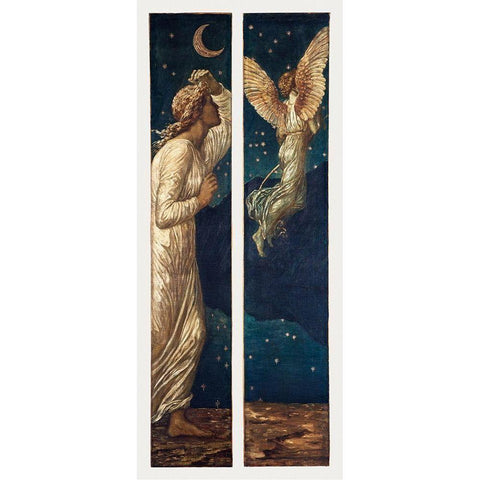 Cupid Flying away from Psyche White Modern Wood Framed Art Print by Burneâ€“Jones, Edward