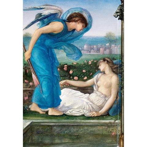 Cupid and Psyche Black Modern Wood Framed Art Print with Double Matting by Burneâ€“Jones, Edward