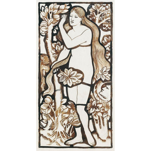 Eve Black Modern Wood Framed Art Print with Double Matting by Burneâ€“Jones, Edward