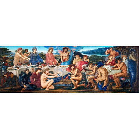 The Feast of Peleus Gold Ornate Wood Framed Art Print with Double Matting by Burneâ€“Jones, Edward